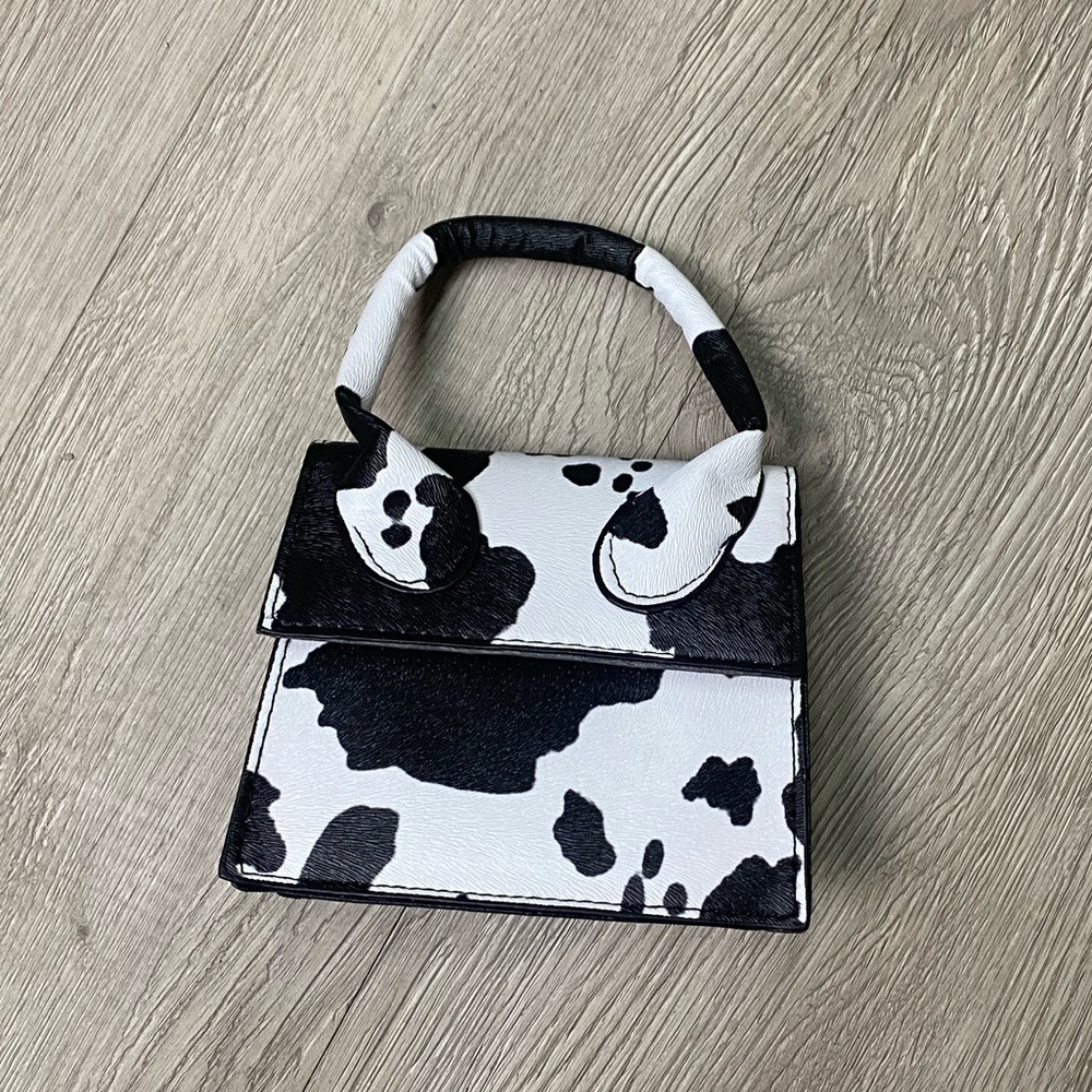 Cow print mini purse